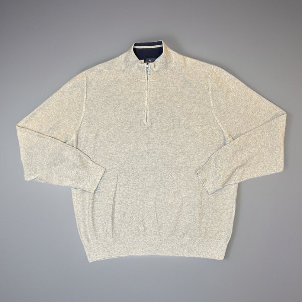 Brooks Brothers 100% Cotton Gray 1/2 Zip Long Sleeve Shirt Sweater Men's Size XL